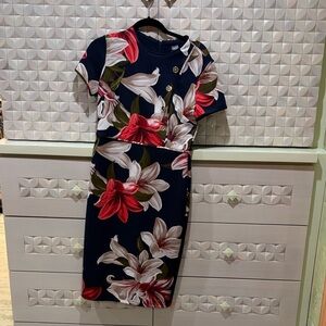 Enfocus Studio Navy Floral Midi Dress